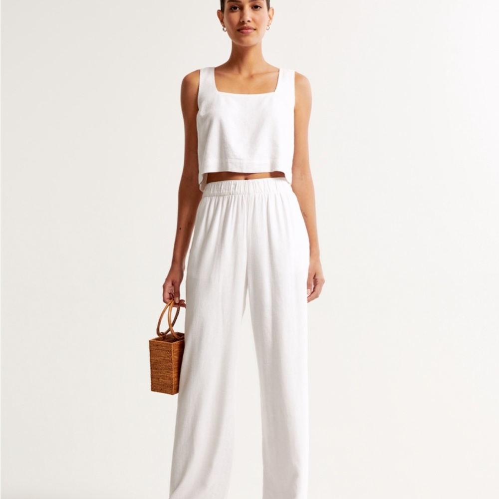 Abercrombie & Fitch White Linen Trousers
